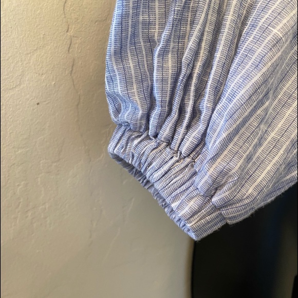Zara blue & white strip crop blouse size XS - Picture 7 of 11